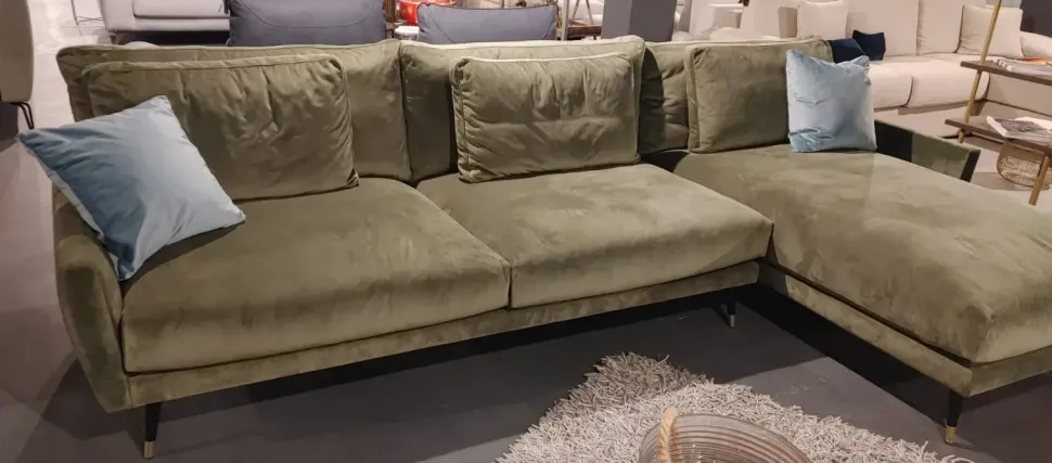 Divano con penisola Artigianale Divano barlow by domingo salotti PREZZI OUTLET sconto 50%