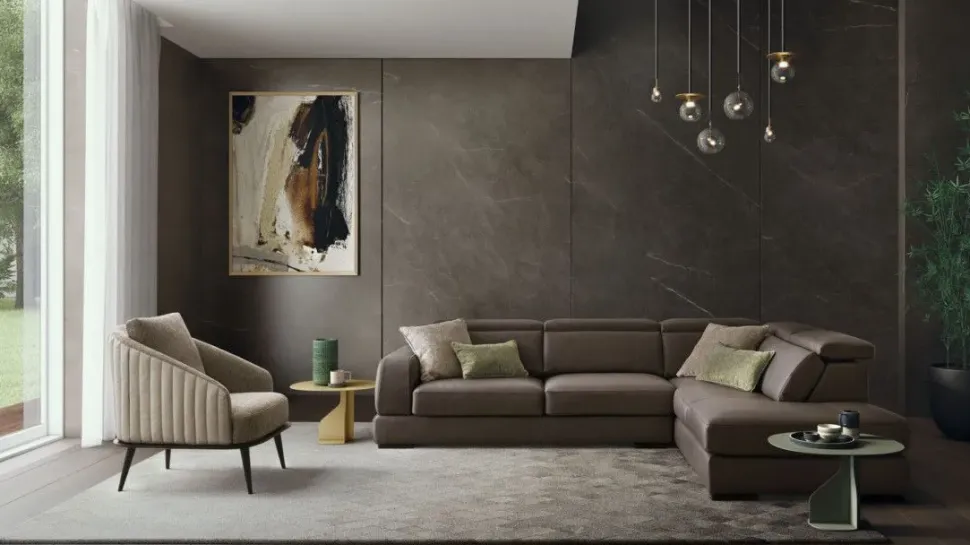 Divano con penisola in Pelle Le comfort a prezzo ribassato