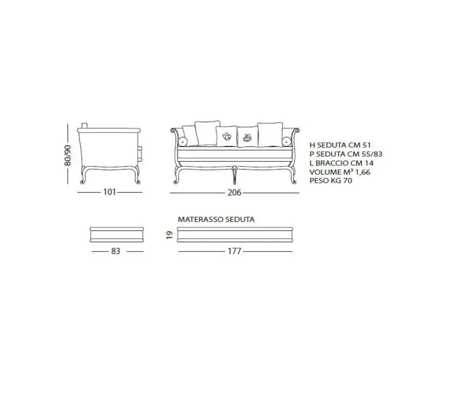 Divano Divano duca completo diversi rivestimenti Md work in Offerta Outlet