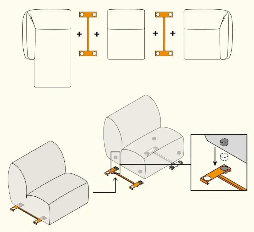 Divano Float tessuto in poliuretano Felis a prezzo scontato