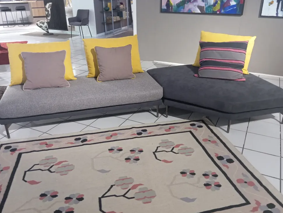 Divano Isla tessuto in poliuretano Samoa in Offerta Outlet
