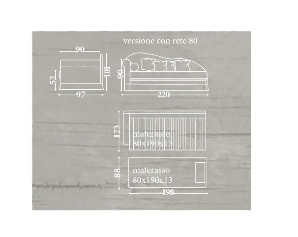 Divano letto Divano letto completo di materassi e coperte Md work in Tessuto a 2670€
