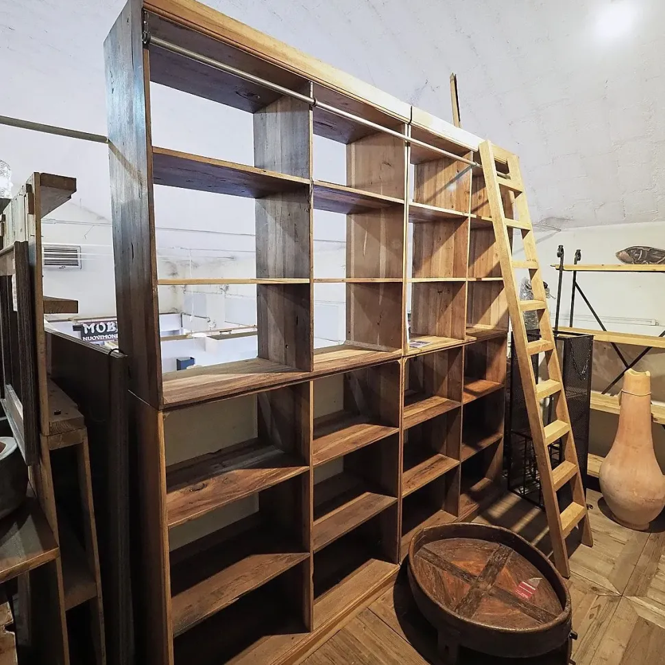 Libreria Libreria legno con scala Outlet etnico in stile moderno a prezzi convenienti