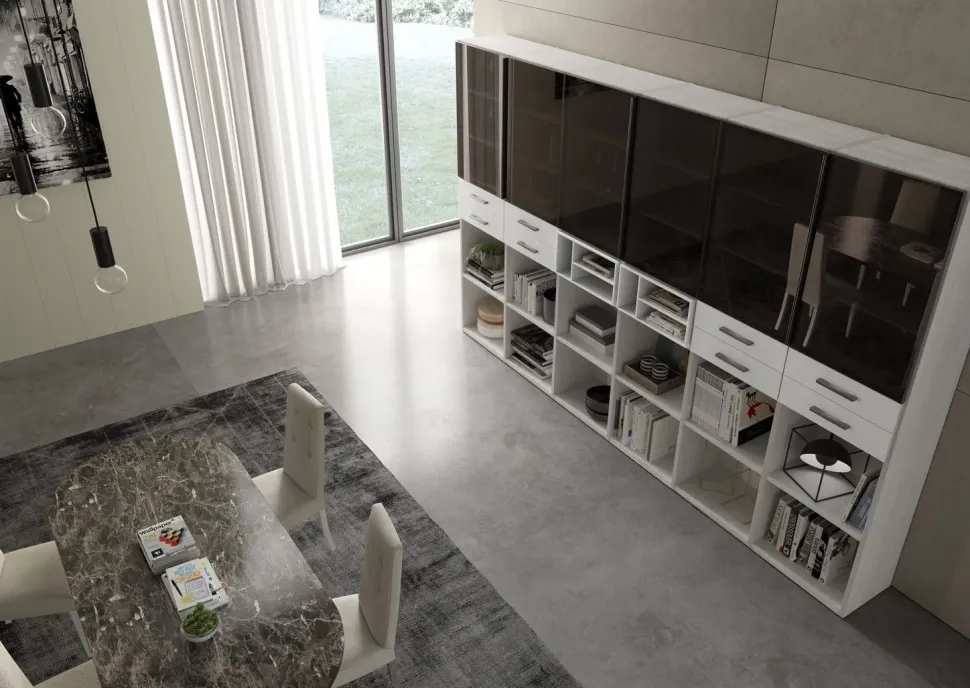 Libreria Living 553 in stile moderno di Giessegi in OFFERTA OUTLET