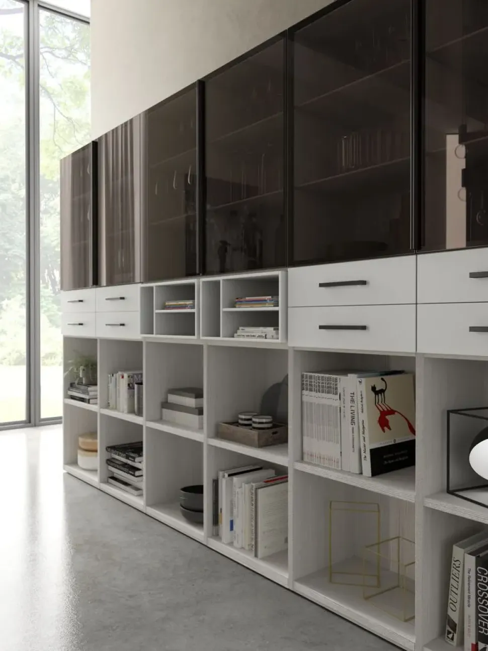 Libreria Living 553 in stile moderno di Giessegi in OFFERTA OUTLET