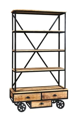 Libreria modello Libreria whell industrial con ruote in offerta   di Outlet etnico a prezzo Outlet