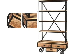 Libreria modello Libreria whell industrial con ruote in offerta   di Outlet etnico a prezzo Outlet