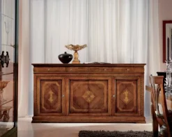 Madia Artigiani veneti Credenza a 4 ante in noce intarsiato in promo-sconto 30% SCONTO IMPERDIBILE