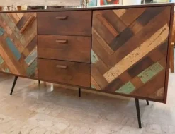 Madia di Outlet etnico in legno Madia ante e tre cassetti rennes  industrial in legno   in Offerta Outlet