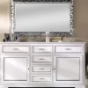 Madia in legno stile classico Mobile-credenza laccato con profili argento scontato del 40% Artigianale
