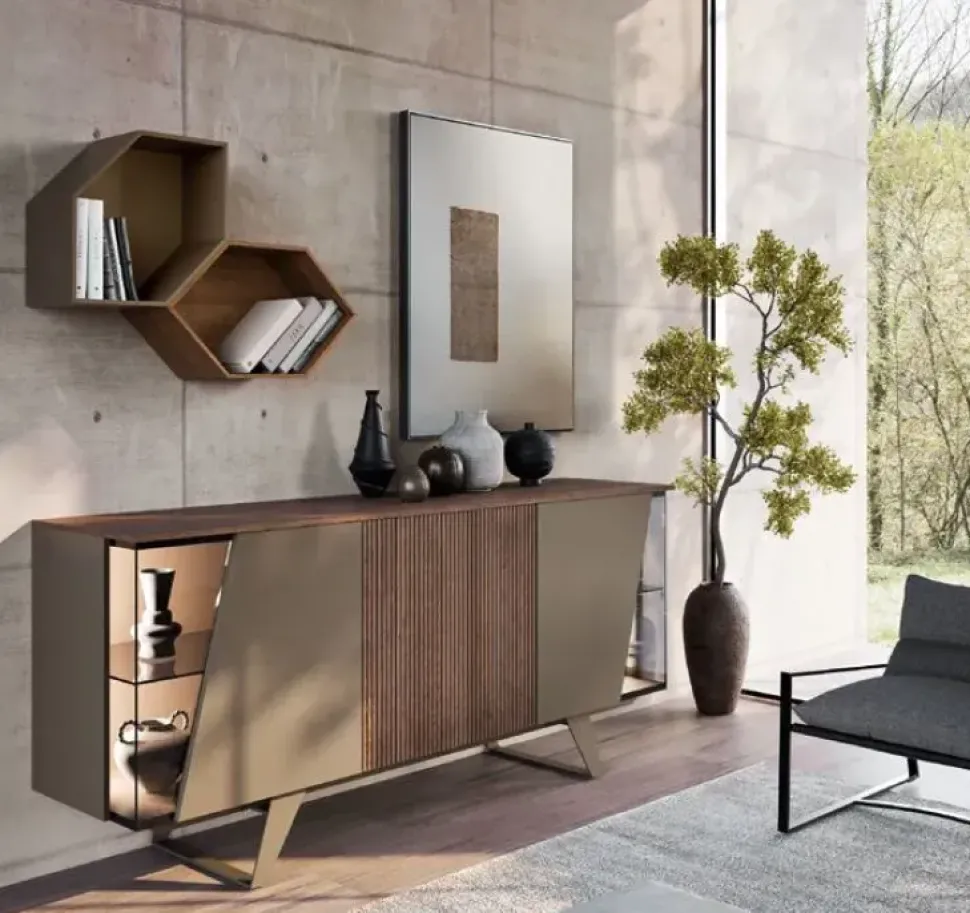 Madia modello Horizon glass 1034 di Mobilgam in Offerta Outlet