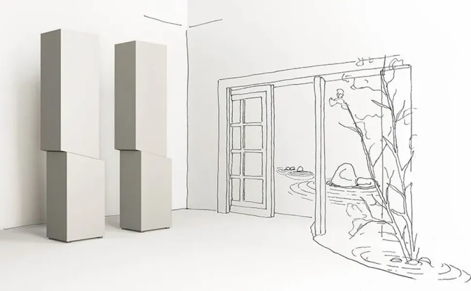 Mobile ingresso design A terra Samurai di Minotti italia scontato