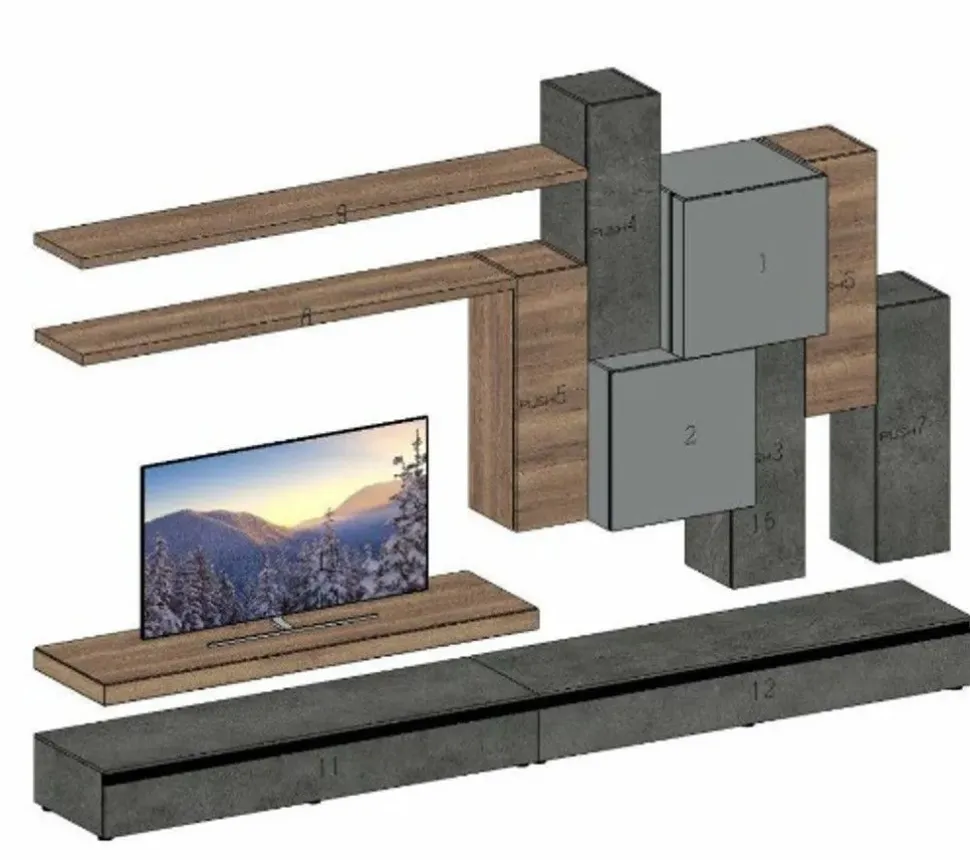 Mobile soggiorno modello Parete sfalzata di Imab scontato -50%