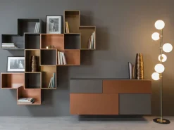 Mobile soggiorno modello Credenza fly deco e mensole cube outlet di Diotti.com scontato -45%