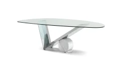 Outlet: Tavolo Cattelan Italia, piano in vetro sagomato. Prezzo imbattibile!