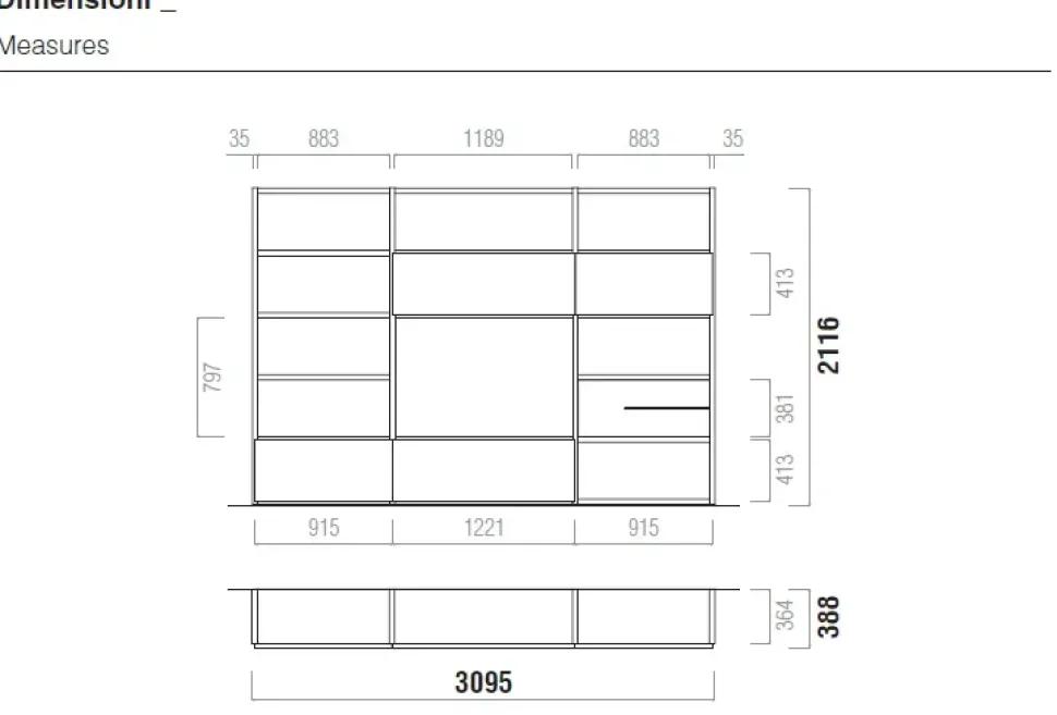 Parete attrezzata Composizione soggiorno aura 040 Santalucia in stile design a prezzo scontato