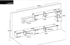 Parete attrezzata 36e8 comp : 0864 di Lago scontata del 24%