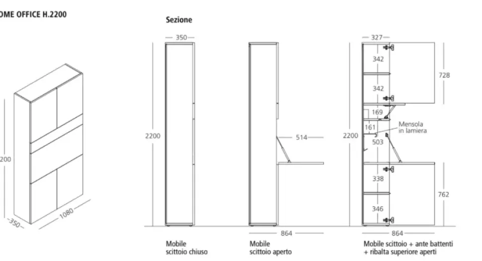 Parete attrezzata Home office 2200 di Clei scontata del 30%