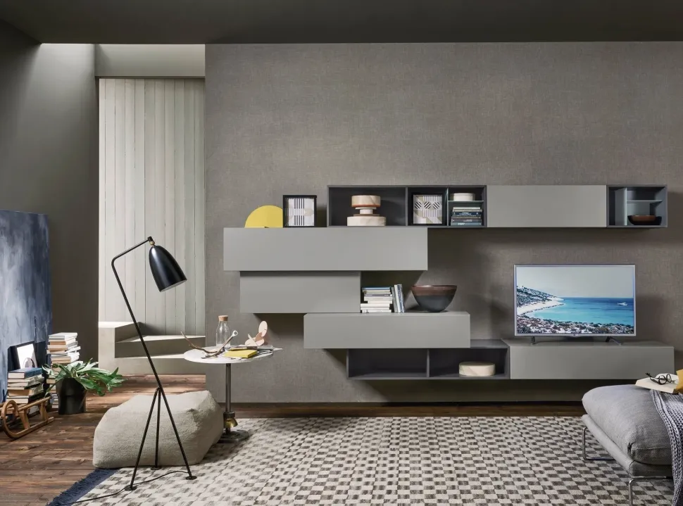 Parete attrezzata in stile design Sangiacomo in laccato opaco Offerta Outlet