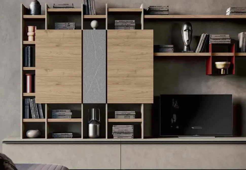 Parete attrezzata in stile moderno Qsm 628 di Imab in Offerta Outlet