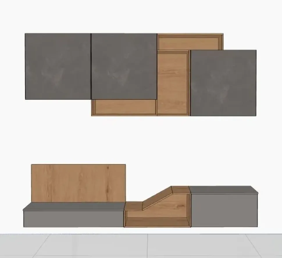 Parete attrezzata in stile design Dayton di Md work in Offerta Outlet