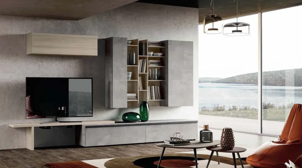 Parete attrezzata in stile moderno Qsm 632 di Imab group in Offerta Outlet