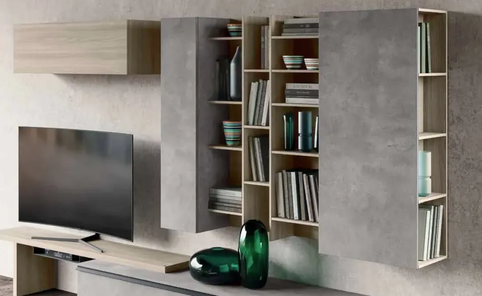 Parete attrezzata in stile moderno Qsm 632 di Imab group in Offerta Outlet