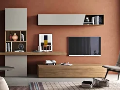 Parete attrezzata in stile moderno Spar in laminato materico Offerta Outlet