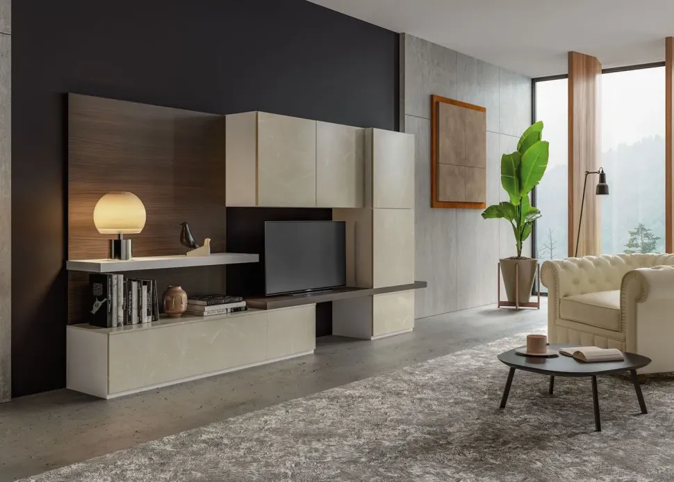 Parete attrezzata Living 614 Giessegi in stile moderno a prezzo ribassato