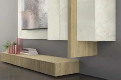 Parete attrezzata Nuovi mondi  effetto  materico in Offerta Outlet