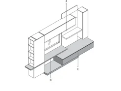 Parete attrezzata Qsm 610 Imab in stile moderno a prezzo scontato