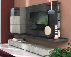 Parete attrezzata Soggiorno industrial minimal cemento Nuovi mondi in stile moderno a prezzo ribassato