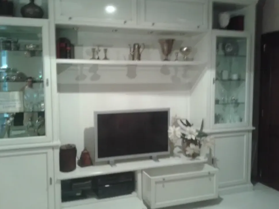 Parete attrezzata Soggiorno prestige dressy laccato bianco Prestige in stile classica a prezzo ribassato