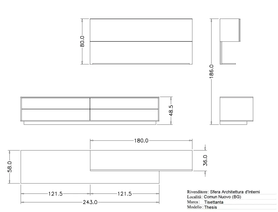 Parete attrezzata Thesis di Tisettanta scontata del 70%
