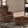 Poltrona modello Poltrona bergère mod.oxford rivestita in pelle spessorata scontata del 40% Artigianale a prezzi outlet