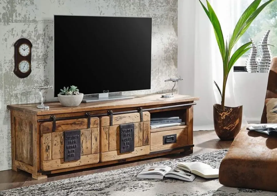 Porta tv per la zona giorno modello Mobile basso portatv newport industrial di Outlet etnico scontato