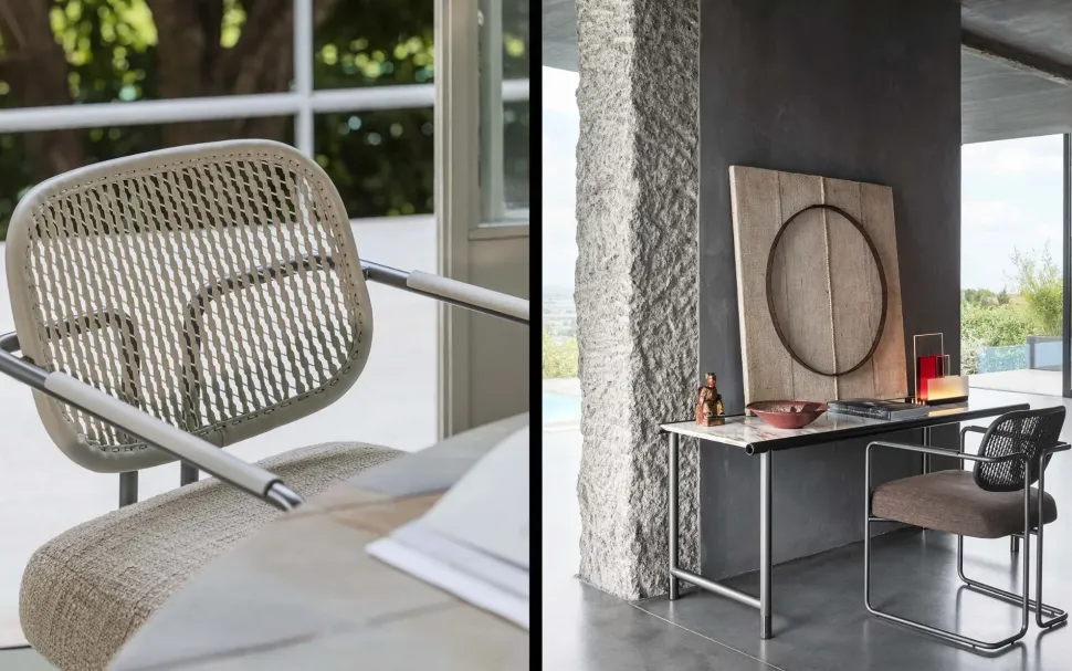 Sedia da soggiorno realizzata in tessuto Arno di Flou