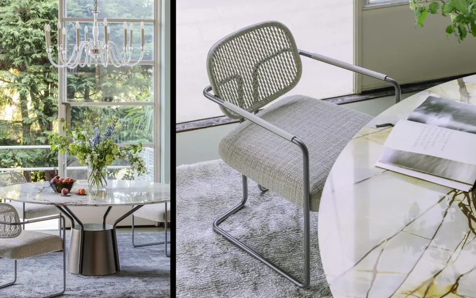 Sedia da soggiorno realizzata in tessuto Arno di Flou