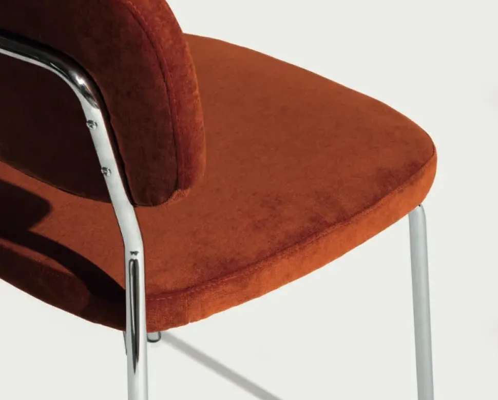 Sedia fissa Sedia in metallo con seduta e schienale imbottiti di Md work in Offerta Outlet