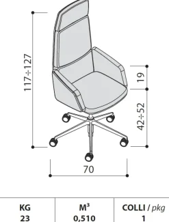 Sedia in pelle con schienale alto Lead in Offerta Outlet