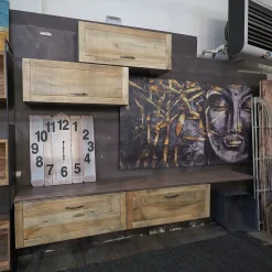 Soggiorno completo modello Parete soggiorno industrial 4 moduli newport  di Outlet etnico a prezzo scontato