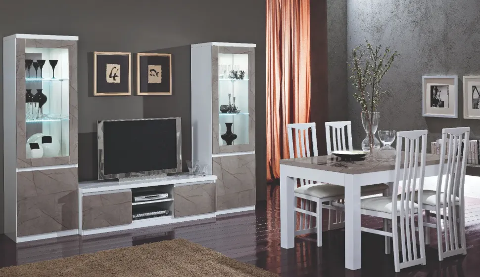 Soggiorno completo Modello roma di Artigianale in laccato lucido a prezzo scontato