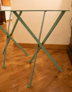 Tavolo Coppia di tavoli riva in ferro e cristallo bisellato Artigianale a prezzo ribassato