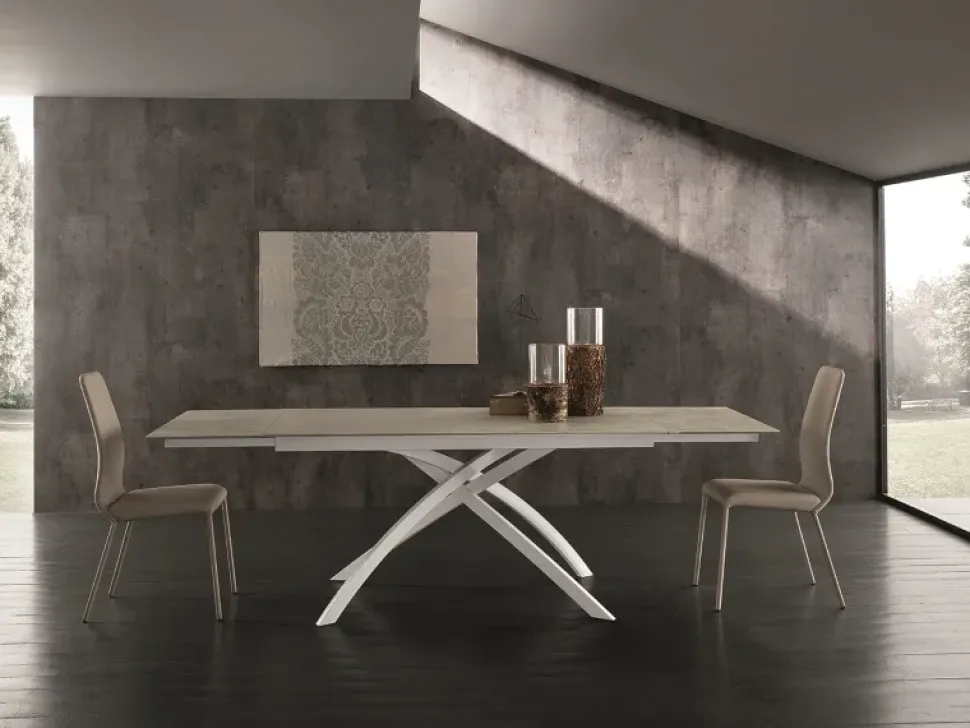 Tavolo in ceramica rettangolare Twist allungabile Zamagna a prezzo ribassato