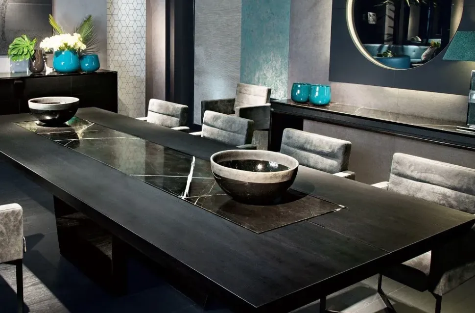 Tavolo in marmo rettangolare Tavolo luxury legno e marmo Md work in offerta outlet