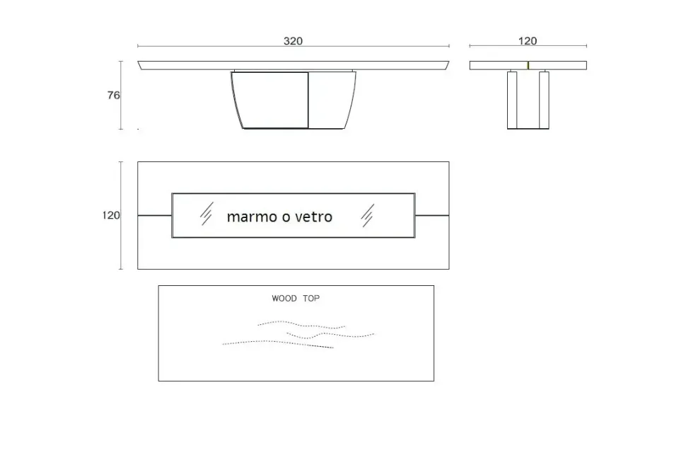 Tavolo in marmo rettangolare Tavolo luxury legno e marmo Md work in offerta outlet