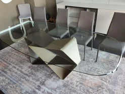 Tavolo in vetro ellittico Gem Ozzio a prezzo ribassato