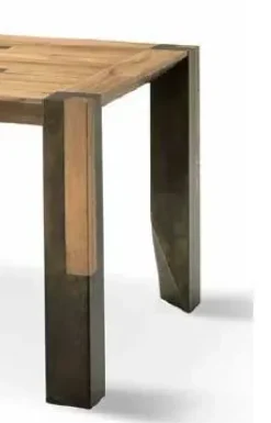 Tavolo Md work Tavolo in legno quadrato 120 x 120 in rovere vecchio con inserti in metallo PREZZI OUTLET