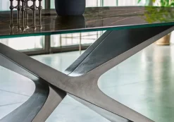 Tavolo ovale in vetro Blueye di Md work in Offerta Outlet