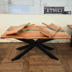 Tavolo rettangolare allungabile Tavolo teak e resina l allungabile  Nuovi mondi collection